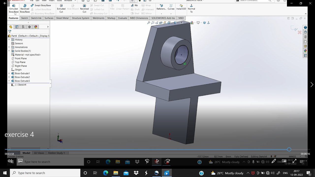 Solidwork for beginners Exercise 4. - YouTube