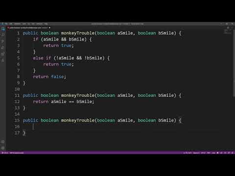 monkeyTrouble CodingBat Solution