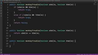 monkeyTrouble CodingBat Solution