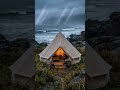 Cinematic Coastal Cliff Rain at Night ⛺ Cozy Tent & Stormy Sea Sounds