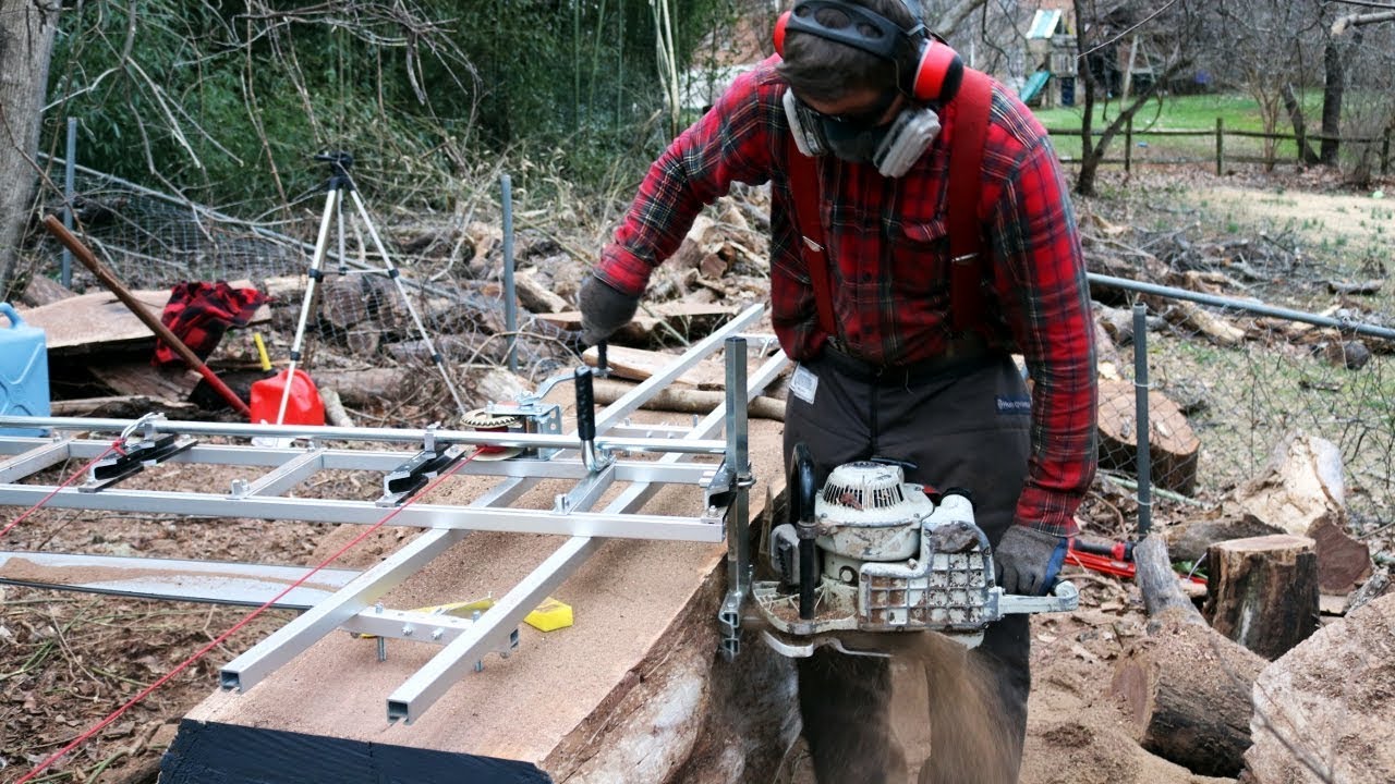 WIDE WALNUT SLABS with a Chainsaw Mill Click it Dawg! YouTube
