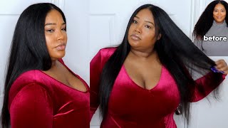 Straightening my Natural at HOME | Hair SILKY SMOOTH bone straight RESULTS