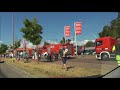 Polish fire brigade convoy in Sweden. July 22, 2018. Full HD 50p