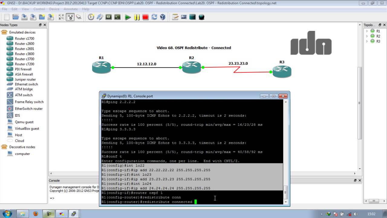 OSPF Redistribute Connected YouTube