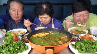 제철 봄나물 엉개순과 얼큰한 동태찌개~ (Pollack Stew & spring greens) 요리&먹방!! - Mukbang eating show