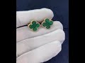 Custom Made Van Cleef Arpels Vintage Alhambra Earrings 18k Yellow Gold Malachite Stone