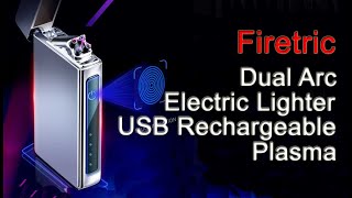Firetric Dual Double ARC Electric Lighter USB Rechargeable Plasma Windproof  HY 6008C