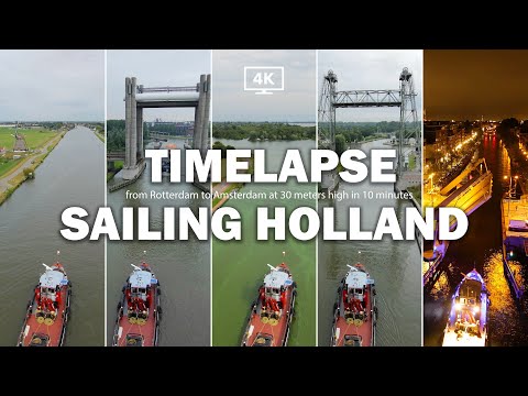 Travel from Rotterdam to Amsterdam in 10 minutes by boat: a 4k timelapse