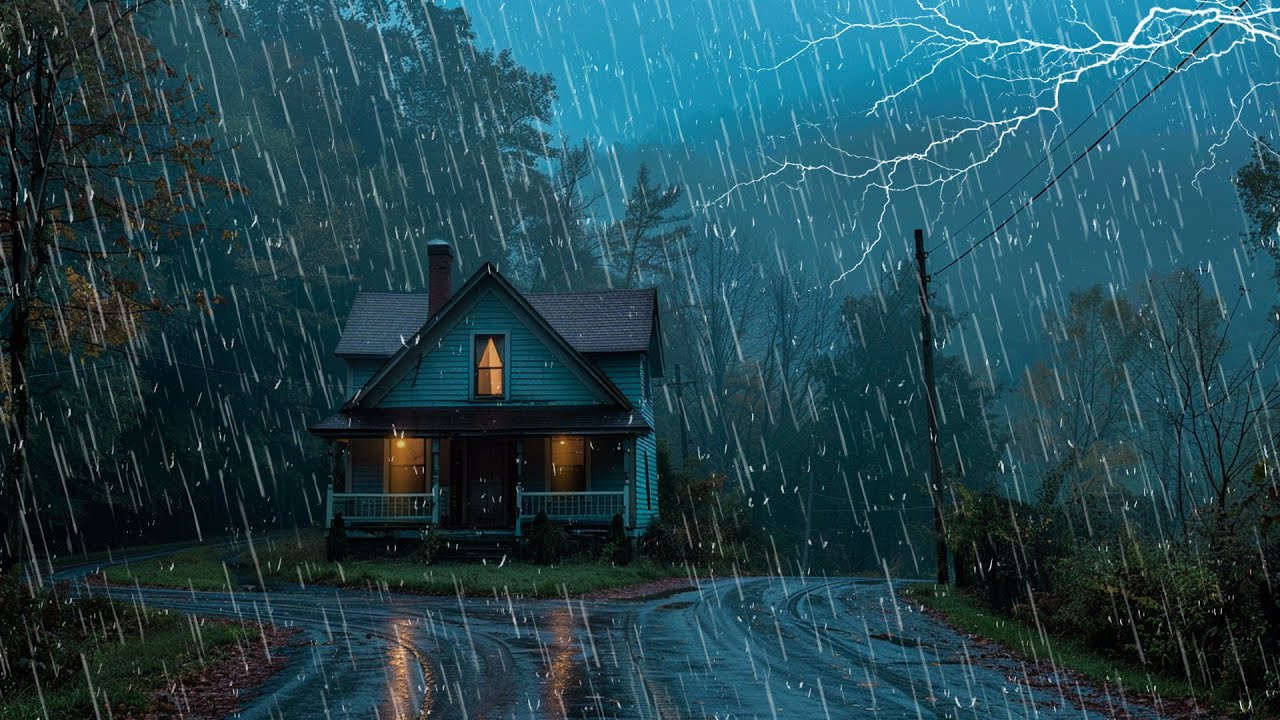 Duerme Rápido y Profundo 🌙 – Lluvia Intensa y Truenos Relajantes Toda ...