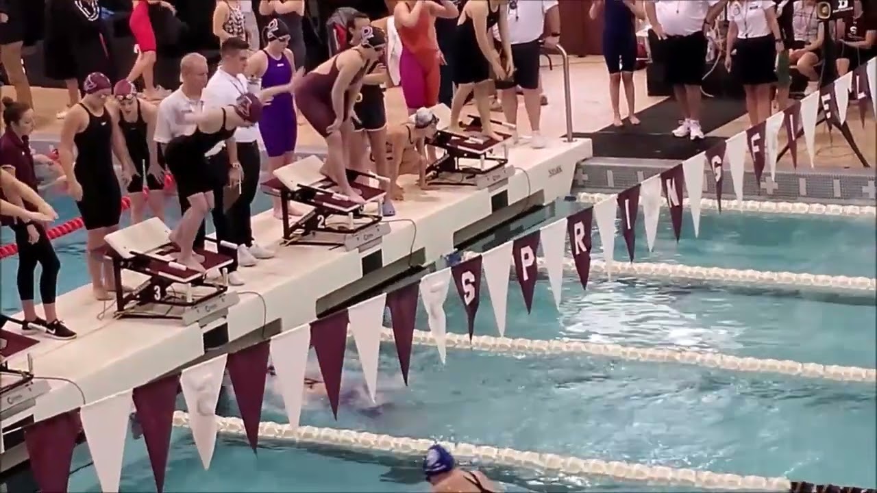 2020 Western Mass Medley Relay Amherst finishes first by 6 secs but is