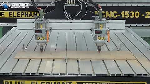 Blue Elephant ELECNC1530 2 spnidles CNC Router machine working video