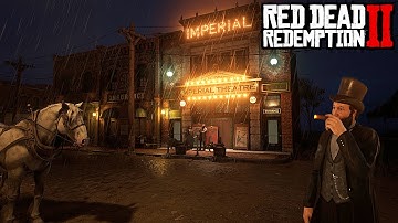 [4K] Walking In A Thunderstorm Around Blackwater - Red Dead Redemption 2