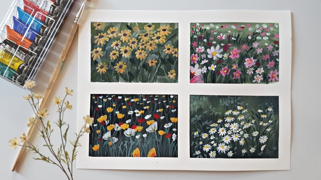 Painting flowers with gouache (paint with me) 🥀