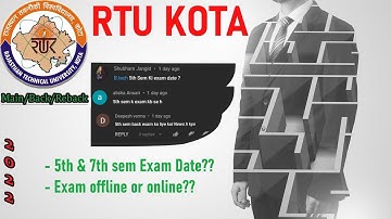 RTU 5th & 7th sem Exam 2022 Update | RTU Odd Sem exam Update