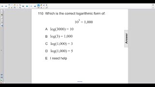 Algebra2 Exp Funcs Intro to Logarithms Pt 2 Q110