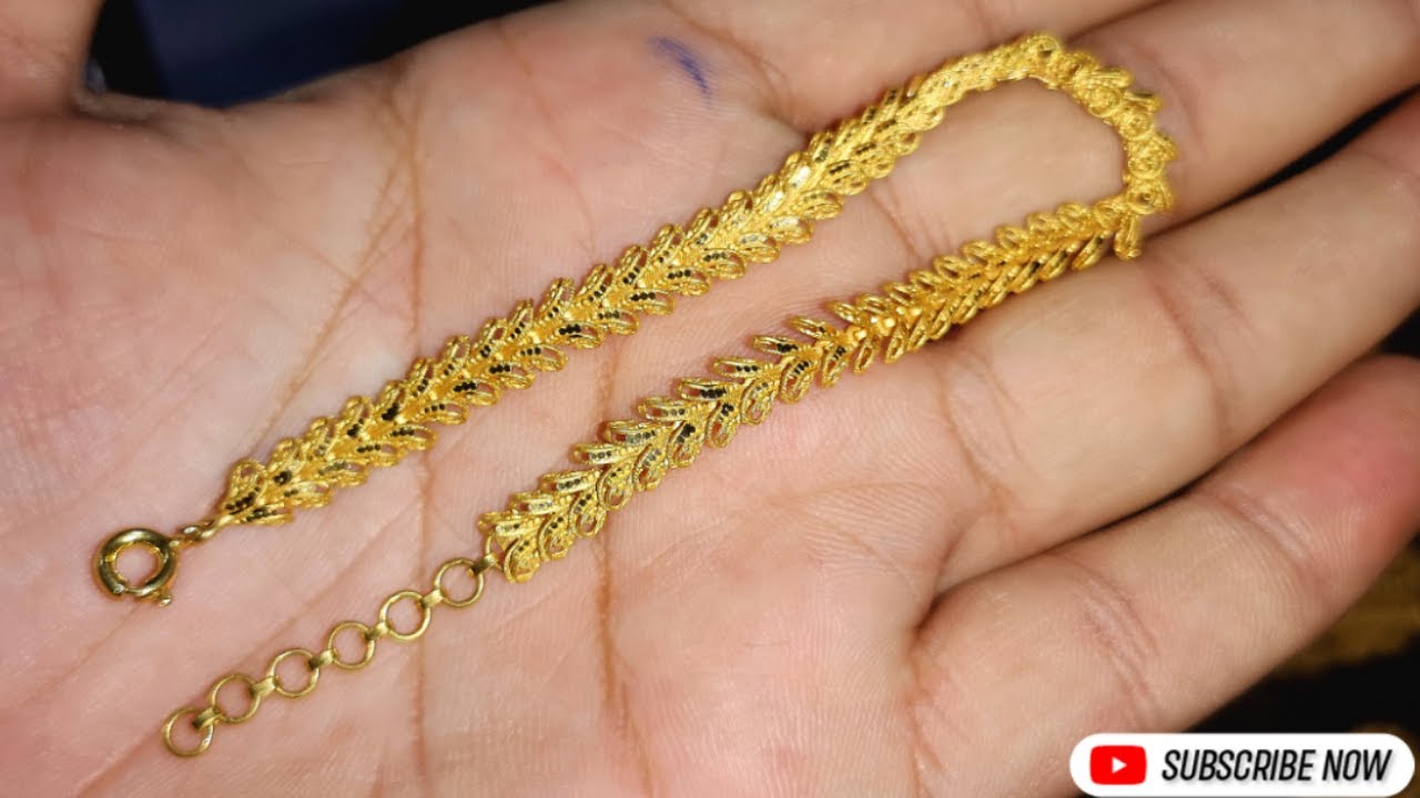 latest gold bracelet designs with weight | 22kt gold bracelet | Single  Bracelet For Women | 22kt gold bracelet, Fancy jewellery, Bracelet designs