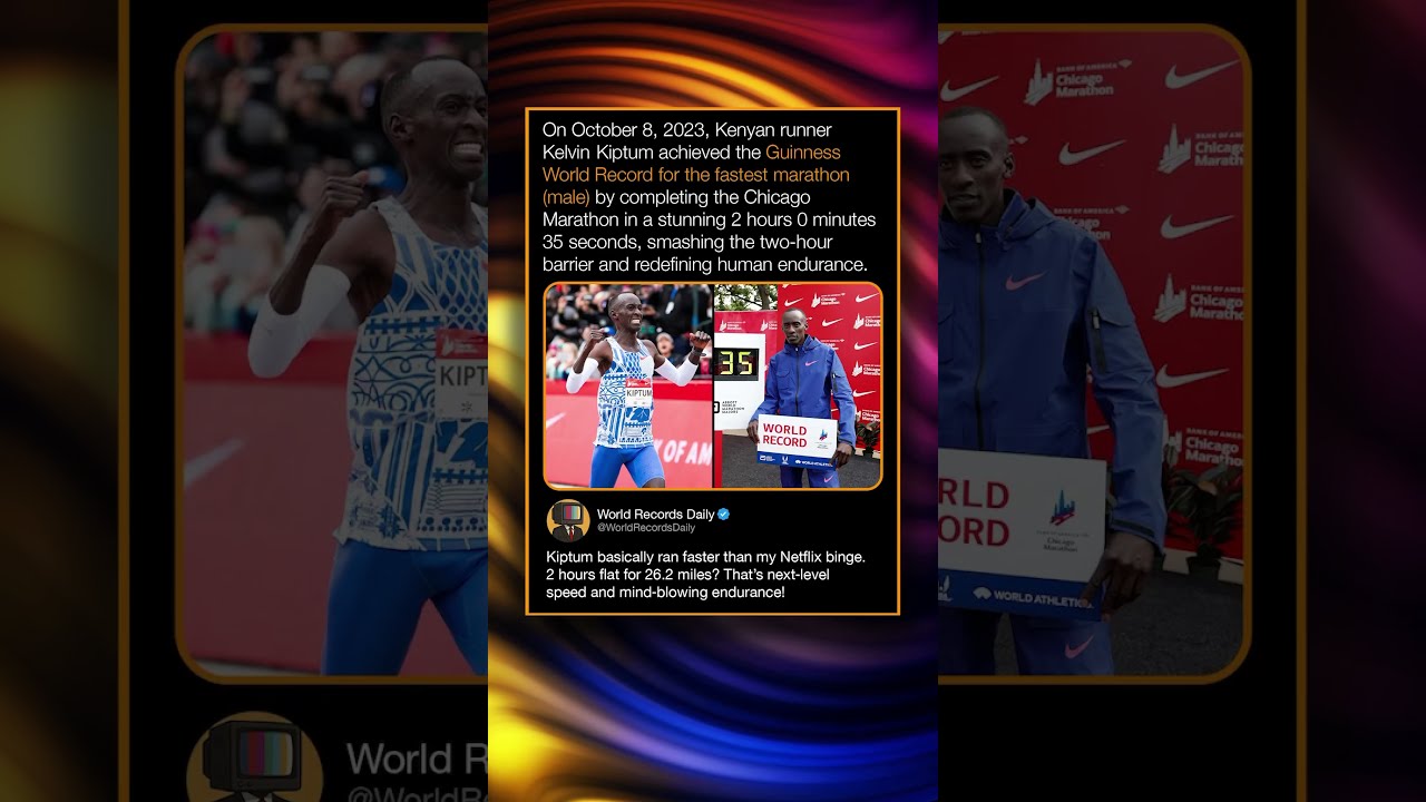 On October 8 2023 Kenyan Runner Kelvin Kiptum Achieved The Guinness World Record For Fastest