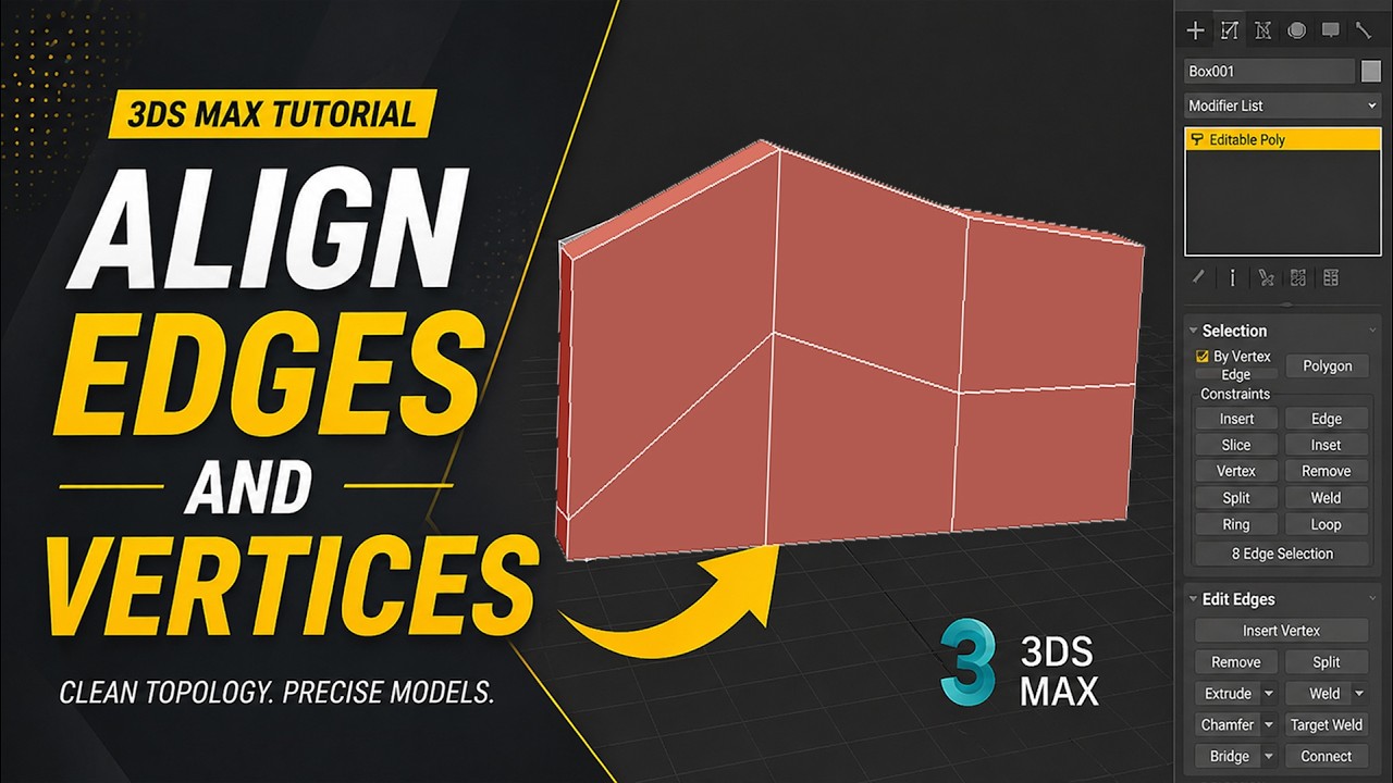 How to Quickly Align Edges and Vertices in 3Ds Max #tutorial #3dsmax # ...