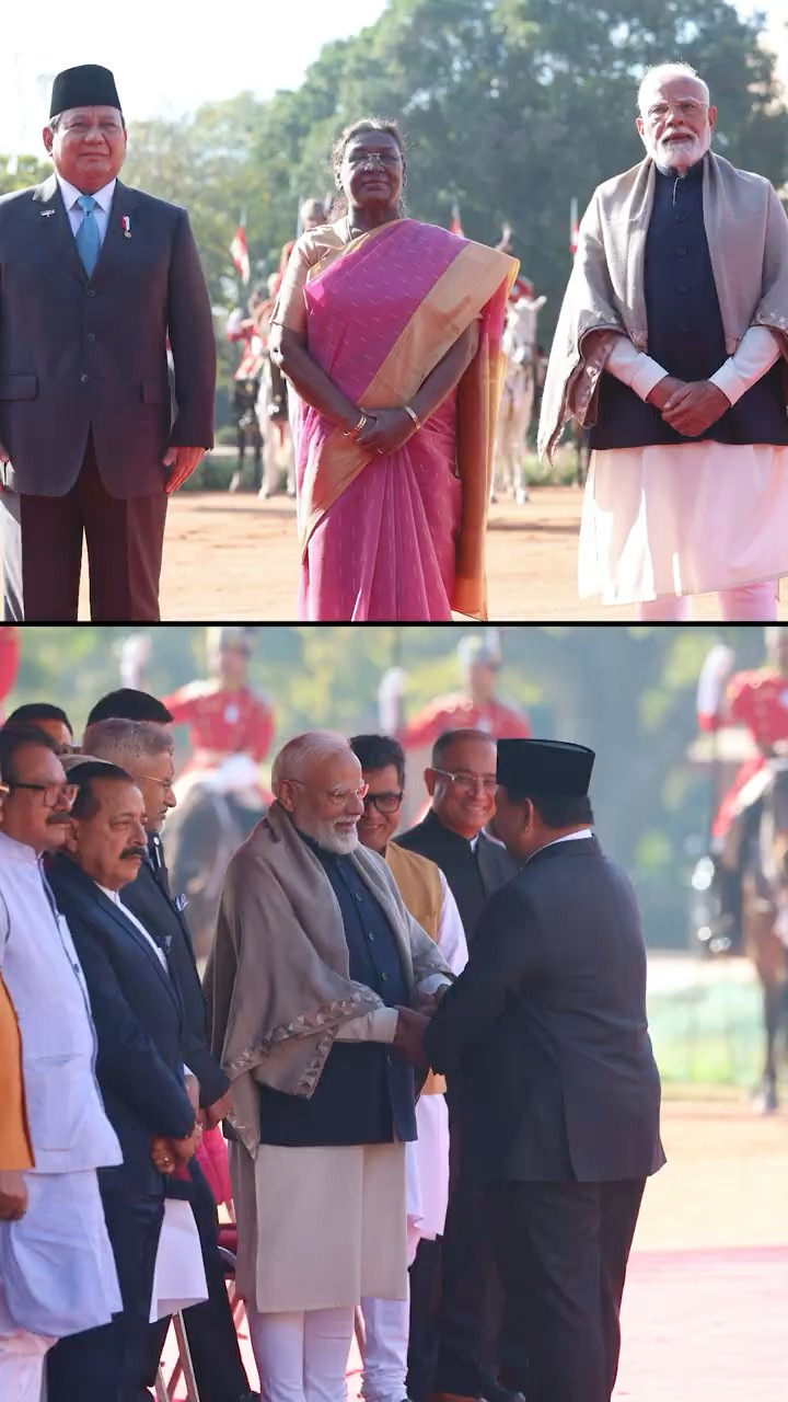PM Modi attends ceremonial welcome for the President of Indonesia at Rashtrapati Bhavan | #shorts