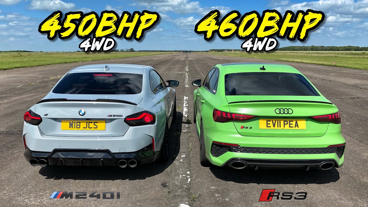 ⁣BMW vs AUDI.. TUNED 450HP BMW M240I vs TUNED 460HP AUDI RS3