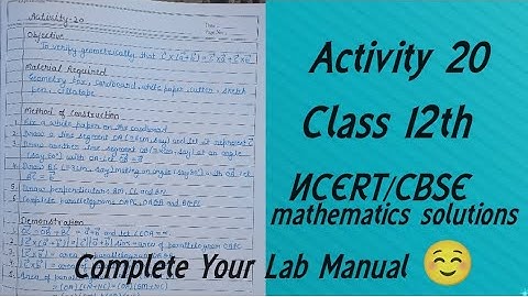 Maths Lab Activity 20 Class 12// Maths Lab Practical Class 12//Activity Solution// CBSE board #file