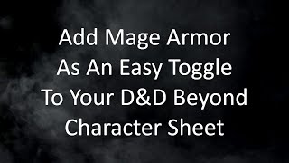 Famous Toggle Mage Armor Effect On/Off  - D&D Beyond Profile