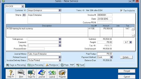 MYOB Sales Invoice