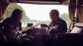 Johnny Depp jamming on the road