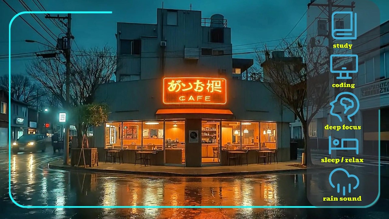 ☔ Самая уютная дождливая ночь в Японии. Лоу-фай музыка для успокоения ума во время учёбы 🌙
