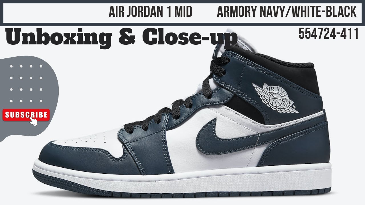 Size 8 - Air Jordan 1 Mid‎ Armory Navy (554724-411) Shoes Jordan 1 Shadow Blue Nike Air Jordan Mid Armory Navy  main image 3