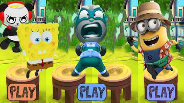 Tag with SpongeBob and Combo Panda vs Cursed Talking Tom Hero Dash vs Minion Rush New Maps Unlocked