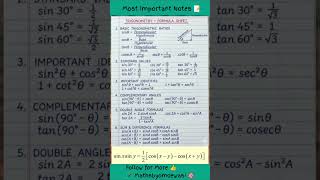trigonometry formula for all exam important questions maths #exam #maths #ncert #shorts #viralshorts