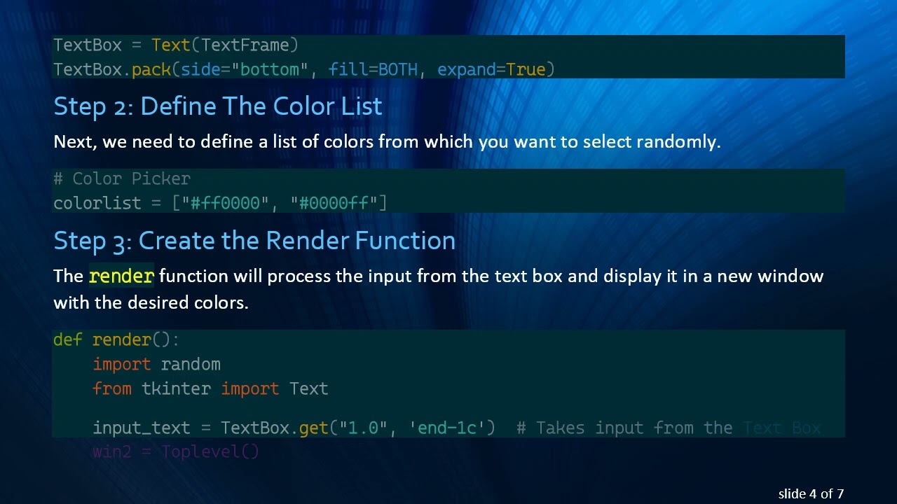 How to Randomly Change Foreground Color in Tkinter Text Box