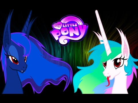 My Little Pony Transform Princess Luna Celestia Cadence Mane 6 into Bat Ponies - Kids Coloring Book