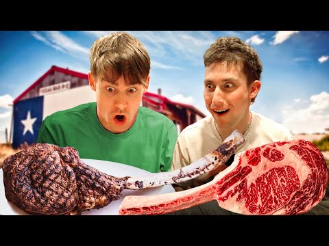 Brits try Texas Tomahawk Steak for the first time!