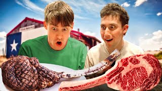 Brits try Texas Tomahawk Steak for the first time!