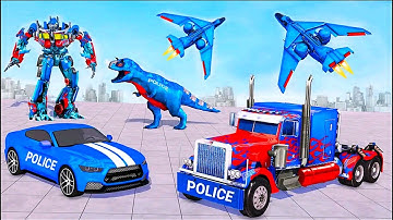 New Optimus Police Truck Dino Robot Games 2022: Robot Multi Transform - Android iOS Gameplay
