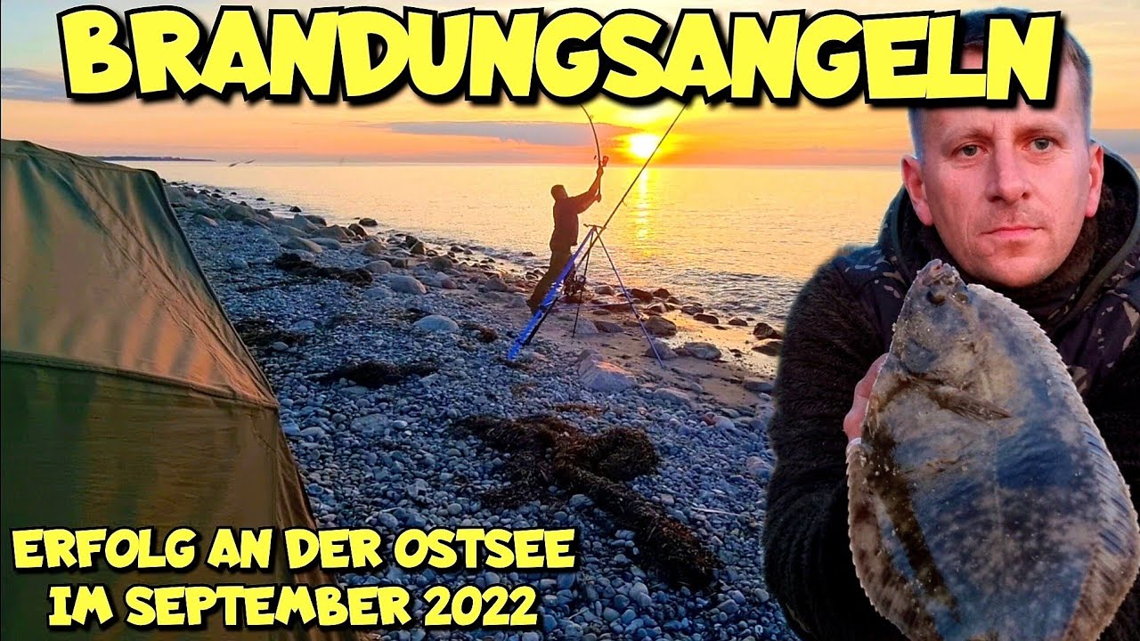 Fisch frisst beide Haken. Brandungsangeln an der Ostsee im September 2022 .