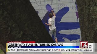 Wake Forest greenway tunnel turned canvas