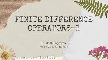 Finite Difference Operators 1