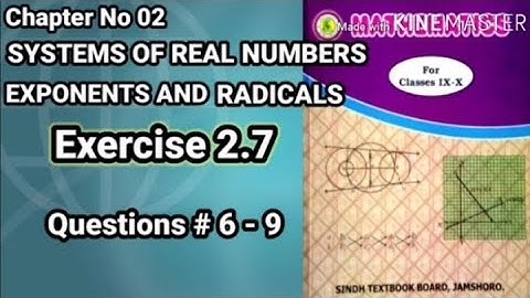 Exercise 2.7 (Questions 6 - 9 )Math Class 10 Sindh Text Book Board