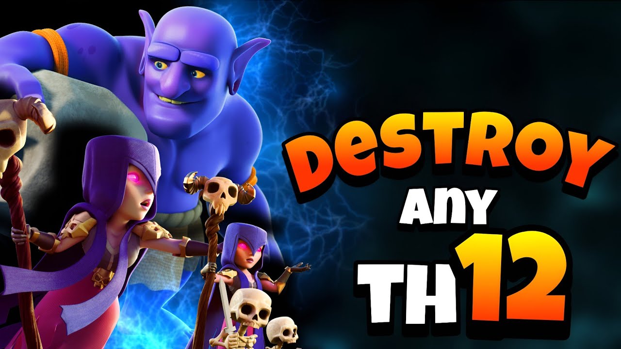 TH12 Golem Bowler Witch Attack With 8 Zap Spell | TH12 Attack Strategy (Clash of Clans)