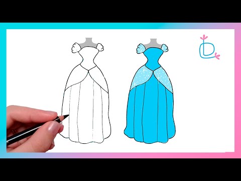 [Como desenhar] VESTIDO DE PRINCESA Cinderela HOW TO DRAW DISNEY PRINCESS DRESS Drawings Cinderella