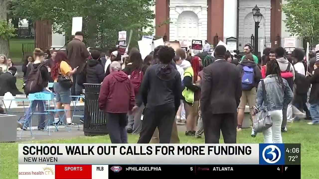 New Haven Schools walkout for funding - YouTube