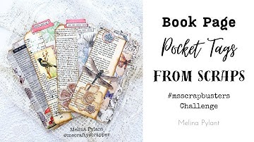 MAKING BOOK PAGE POCKET TAGS FROM SCRAPS | #msscrapbusters EPISODE 97 #papercrafting