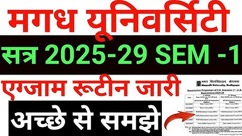 Magadh University 2025-2029 1st semester Exam date , Exam Routine / B.A, B.SC, B.COM 1st semester