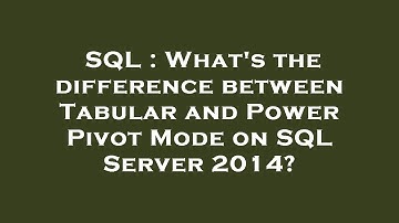 SQL : What