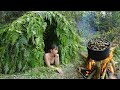 Building Simple Survival Shelter In The Forest, Cooking Snails Delicious - Solo Bushcraft