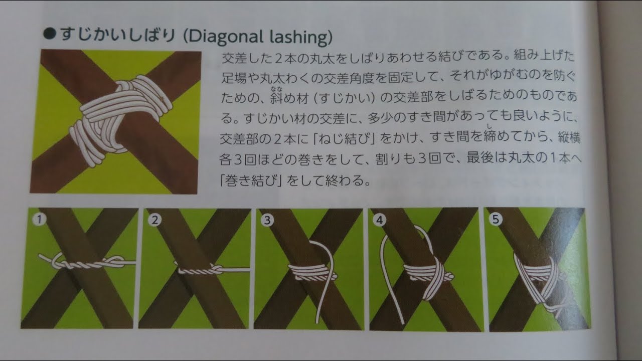 すじかいしばり ボーイスカウト ロープワーク Youtube