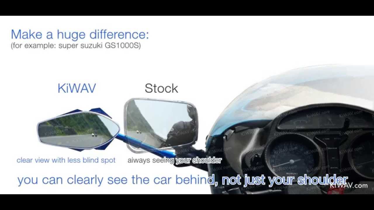 KiWAV - motorcycle mirrors Ultra chrome fairing mount w matte black  adapter for sports bike Magazi